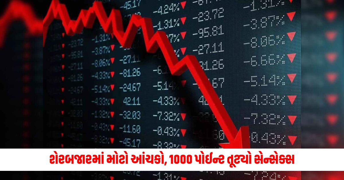 Big shock in the stock market, Sensex broke 1000 points