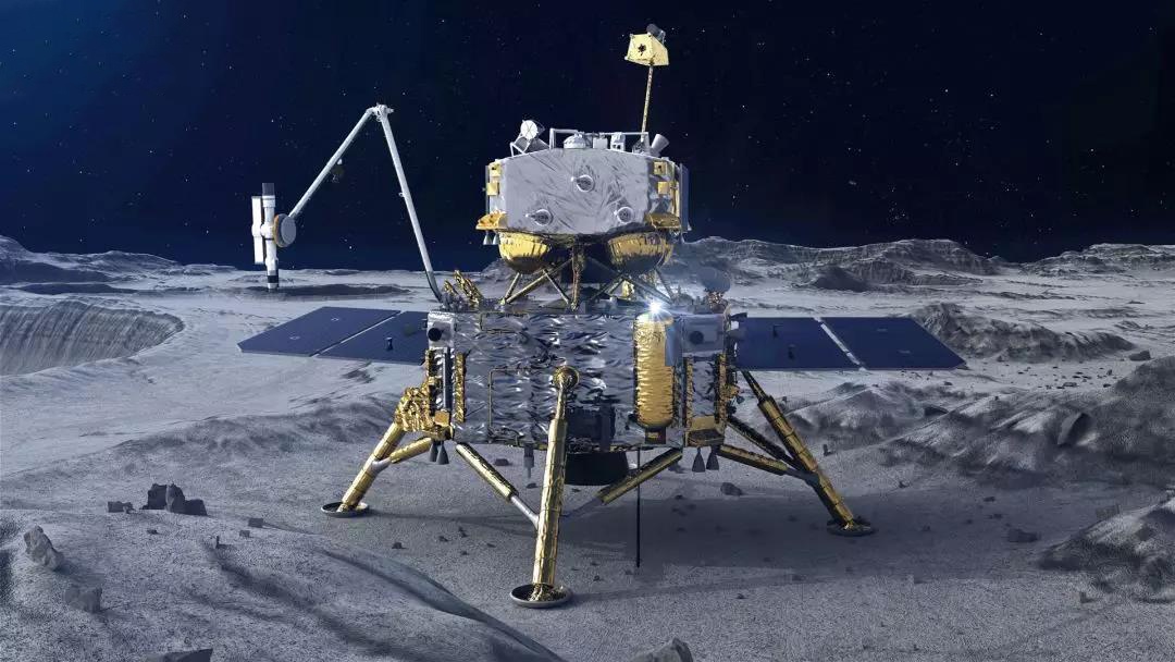 chinese aircraft landed on the moon surface collecting sample