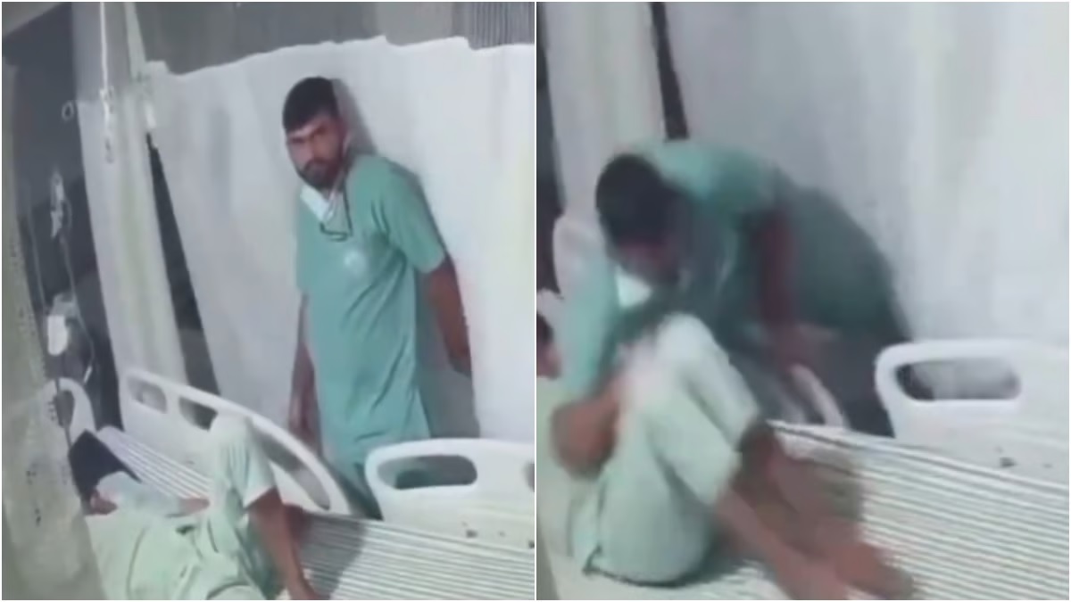 hospital staff beats elderly patient on bed 1