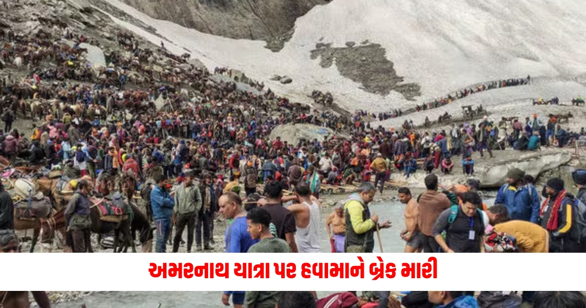 weather put a break on amarnath yatra pilgrims stopped due to heavy rain f