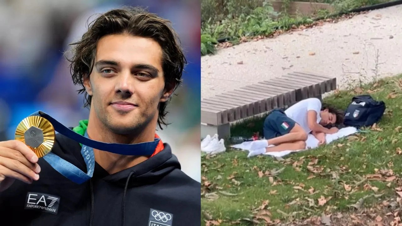 Gold medalist Thomas Saccone was found in the park after complaints from the Olympic Village 1