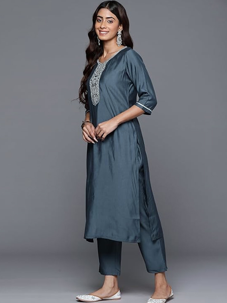 silk suit latest designs for office look 1