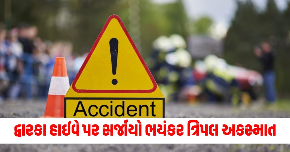 gujarat dwarka road accident as bus jumps divider and hits three vehicles