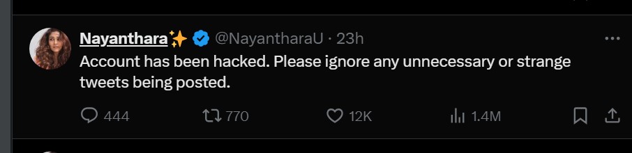 nayanthara hacked