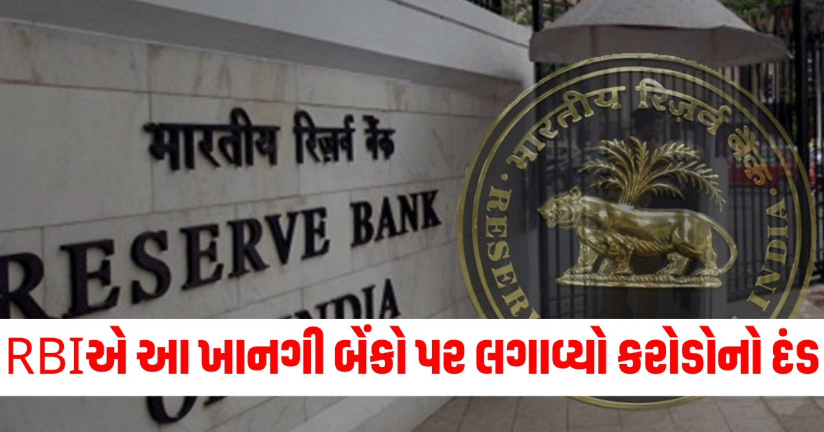 RBI ખાનગી બેંકો પર દંડ, RBI દંડના કારણો, RBI દંડ 2024, ખાનગી બેંકો પર RBIનો દંડ, RBI ફાઈન જાહેર,