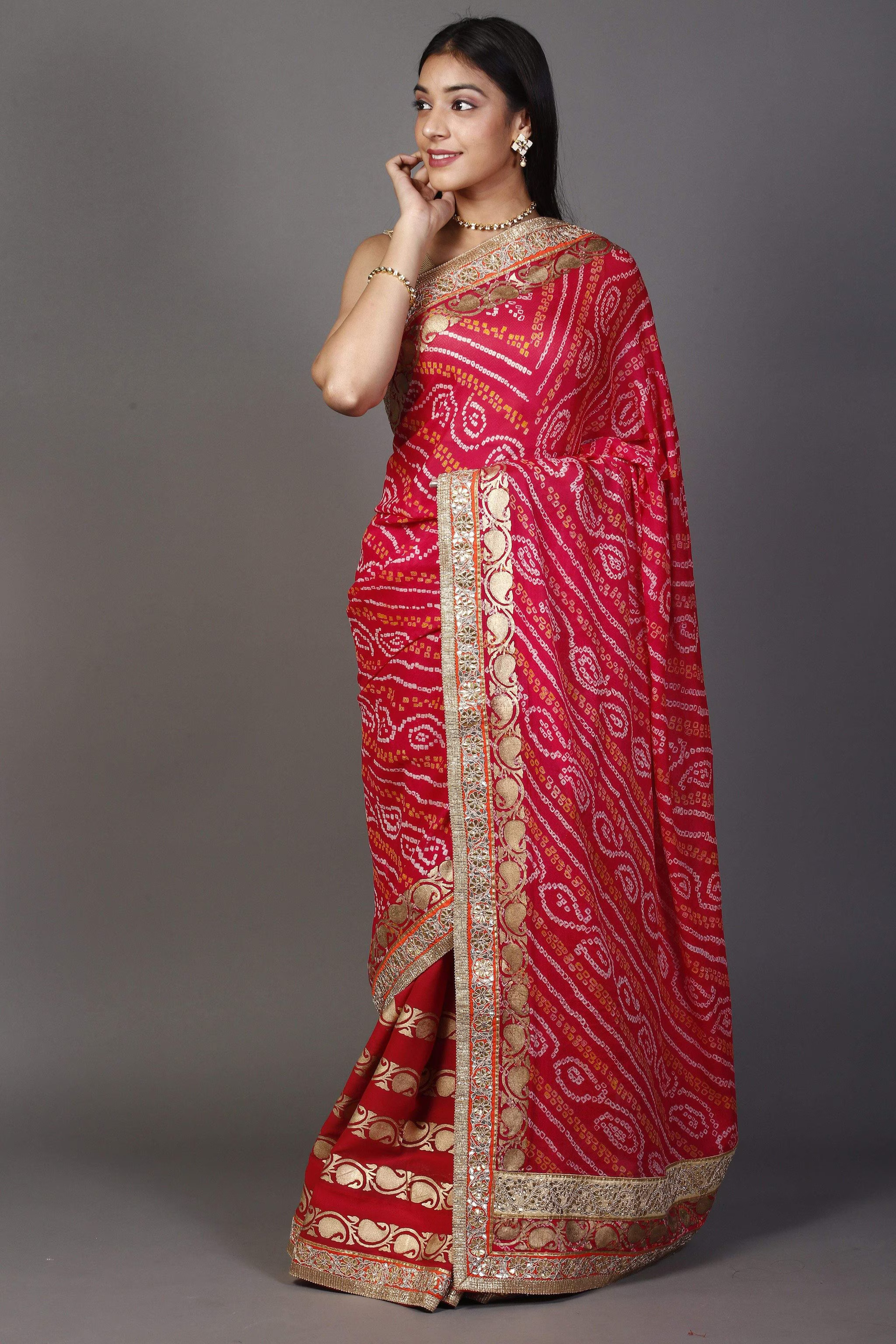 red gota patti saree designs for navratri article 4589