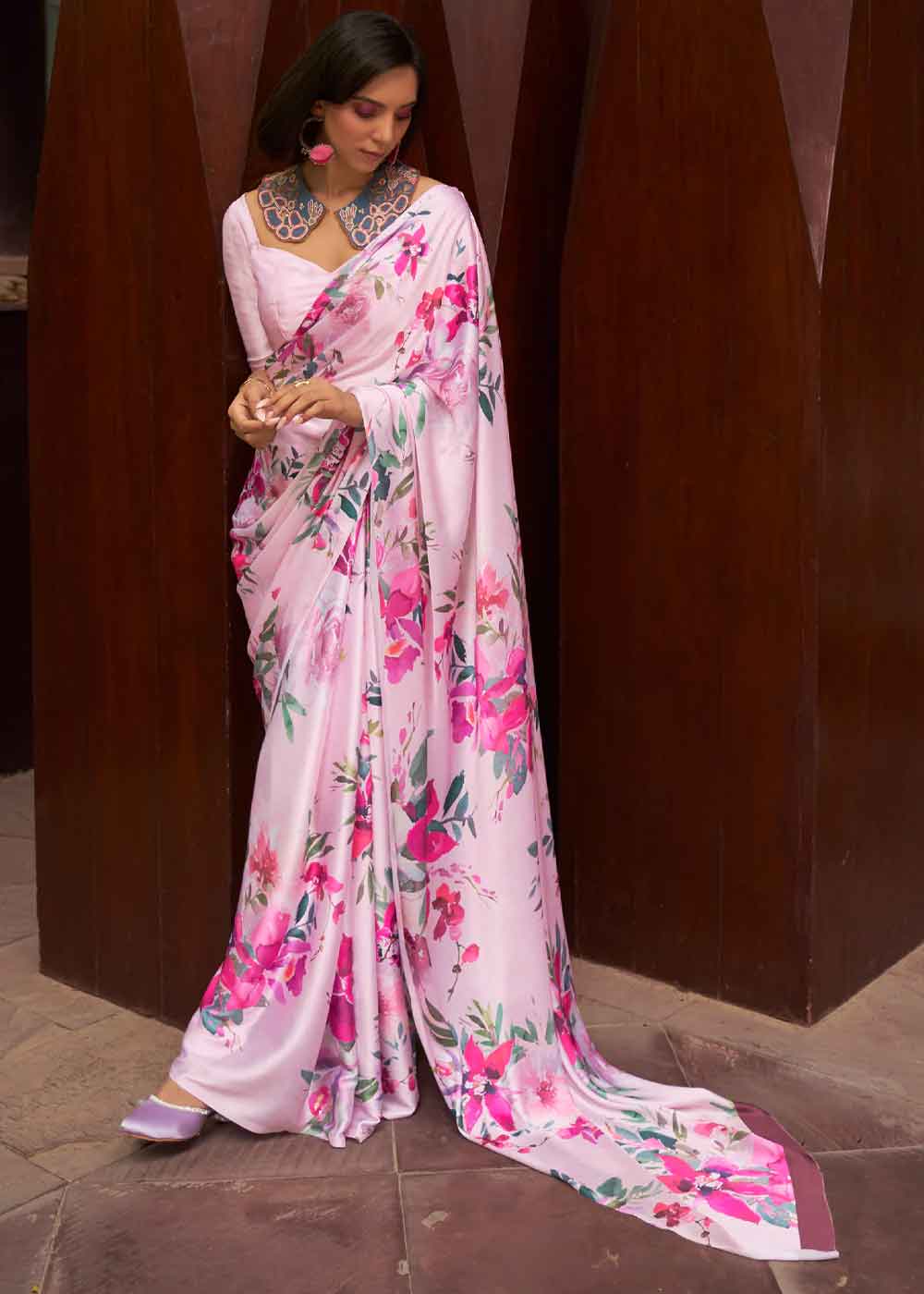 ahoi ashtami beautiful floral saree designs article345