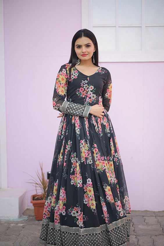 floral pattern gown for garba night article