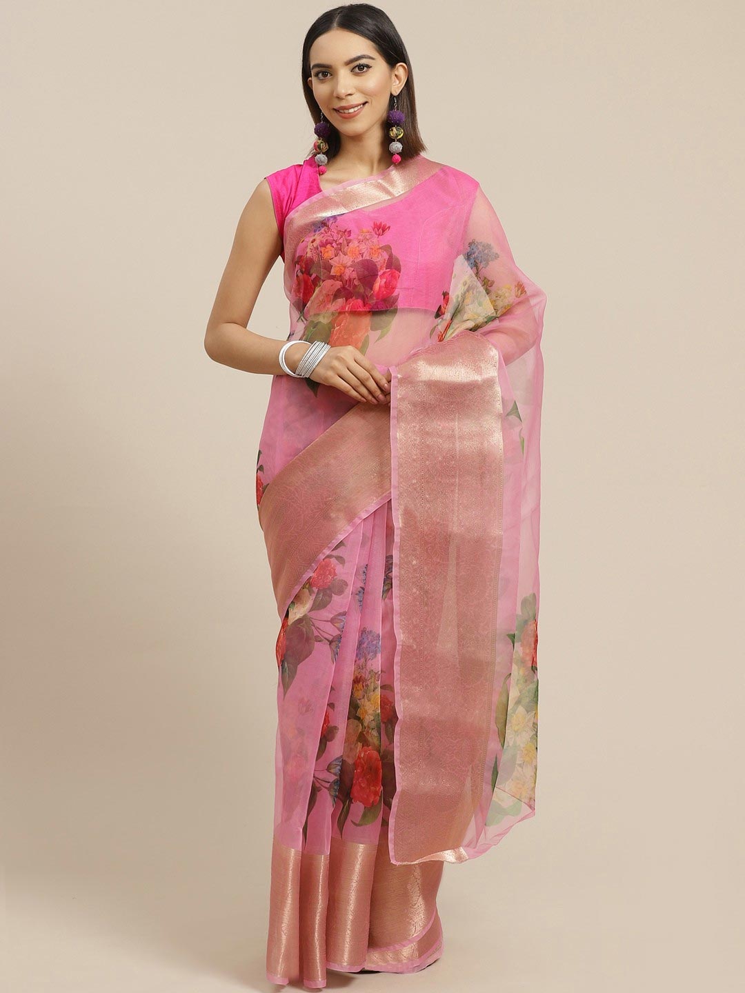 floral print saree for navratri202434