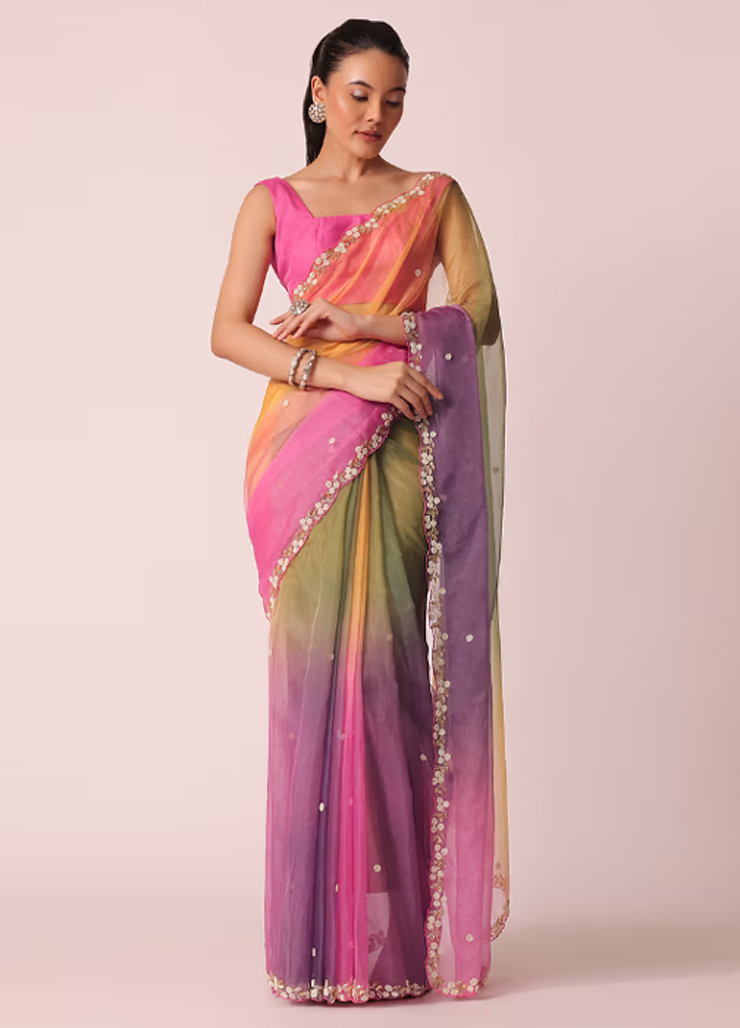 multi colour saree for ahoi ashtami2024 article