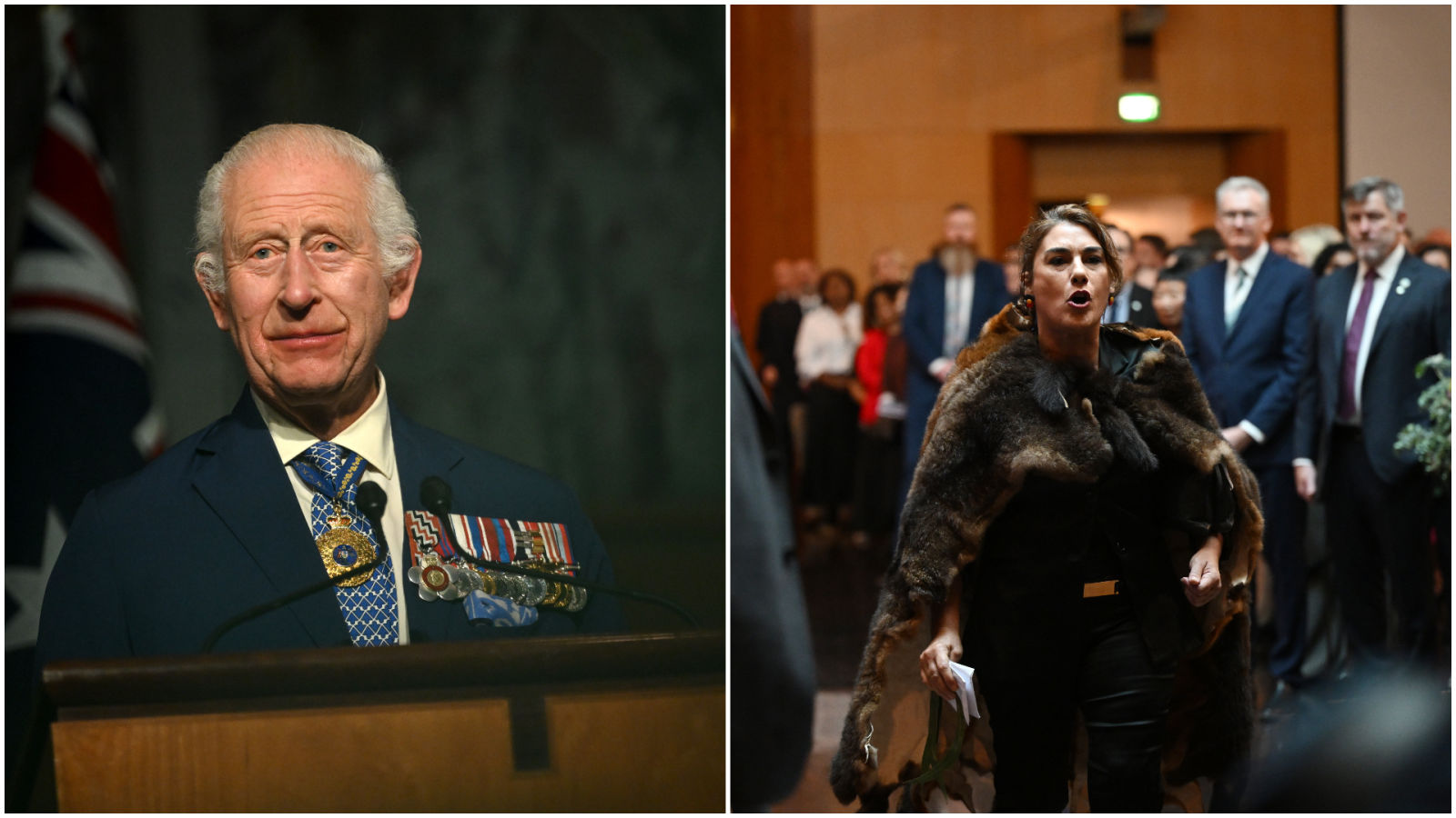 not your land australia senator heckles king charles at parliament