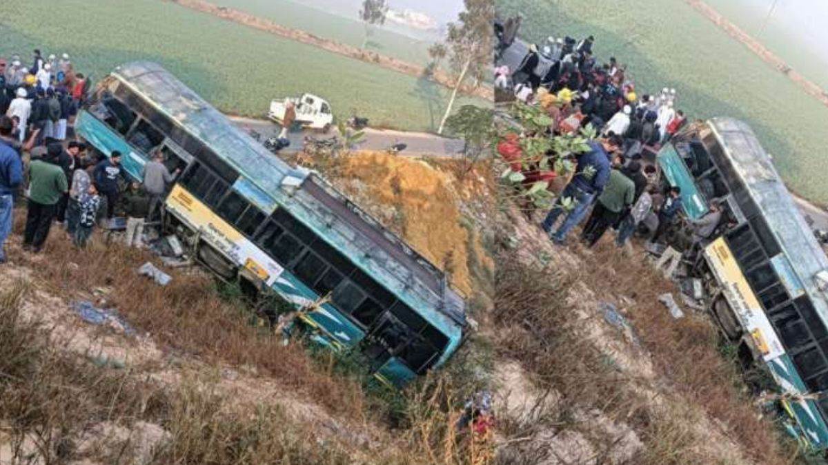 jalandhar city punjab news bus collides bolero on moga jalandhar highway 50 passengers injured