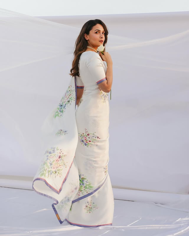 alia bhatt inspired white colour saree look for women article