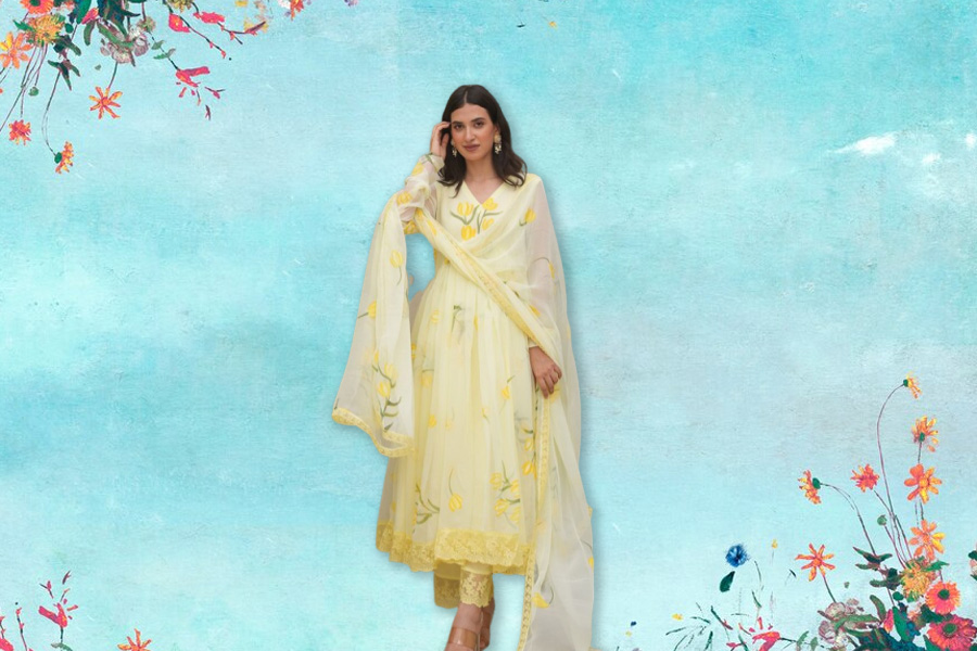 floral print suit new designs for basant panchami3