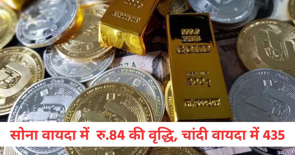 gold futures rise by rs 84 silver futures rise by rs 435 rupee falls crude oil slips by rs 6