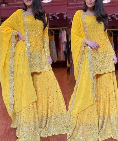 sharara suit designs for haldi ceremony3