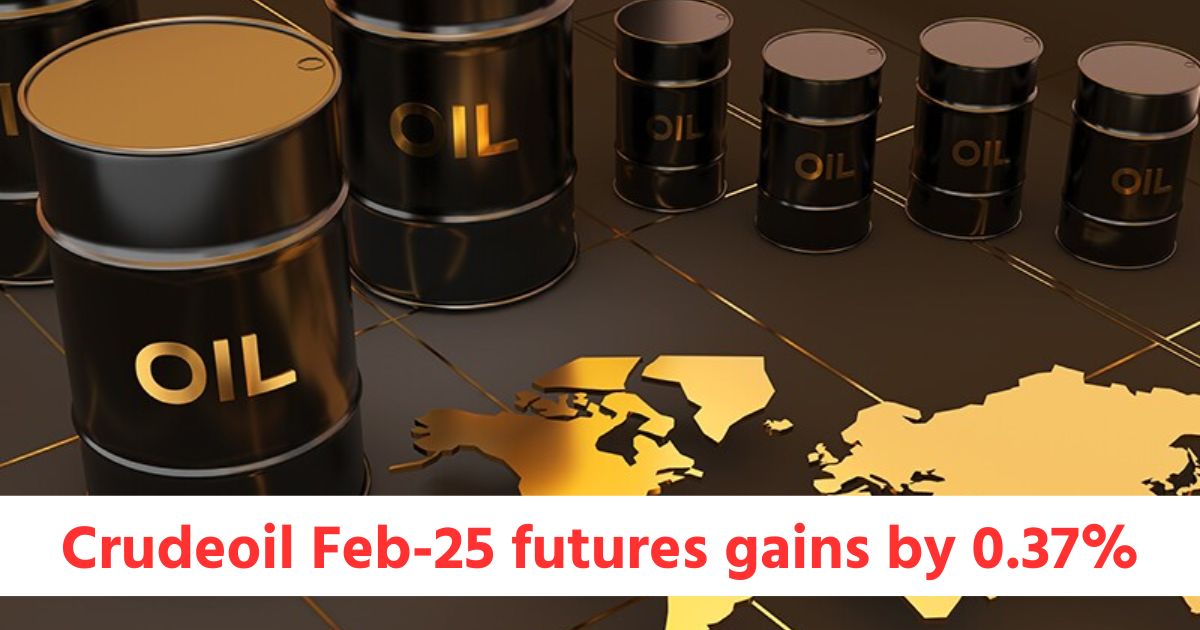 gold apr 25 futures gains by 0 32 and silver mar 25 futures gains by 0 16 while crudeoil feb 25 futures gains by 0 37