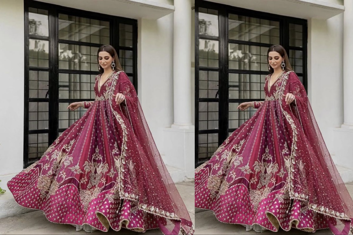 heavy gher anarkali suit designs for wedding and functions