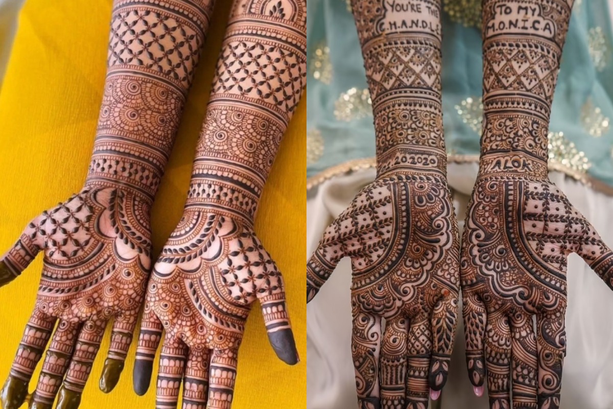 latest and trending bridal mehndi design back hand front hand simple and easy1