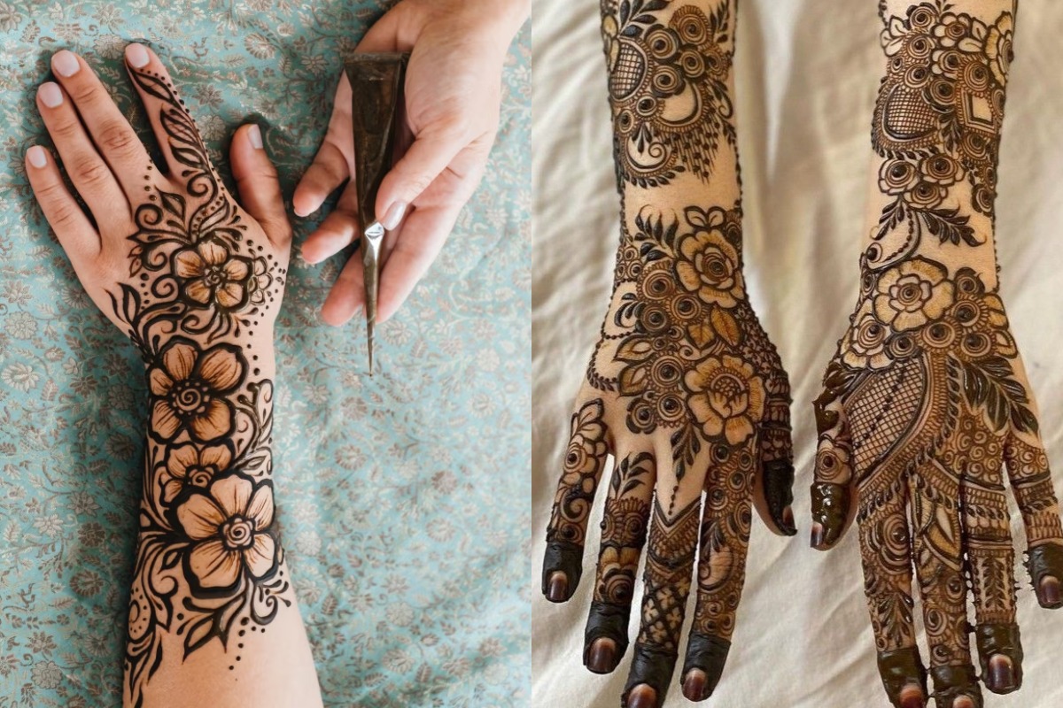 latest and trending bridal mehndi design back hand front hand simple and easy2