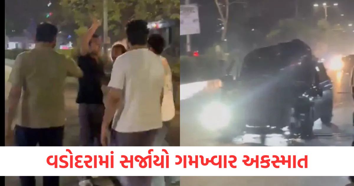 vadodara drunk man ran car over three people create ruckus on road shocking video case