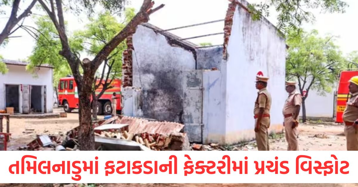 તમિલનાડુમાં ફટાકડાની ફેક્ટરીમાં પ્રચંડ વિસ્ફોટ, 5 કામદારોના મોત; બચાવ કામગીરી ચાલુ Massive explosion at firecracker factory in Tamil Nadu 5 workers killed rescue operations underway