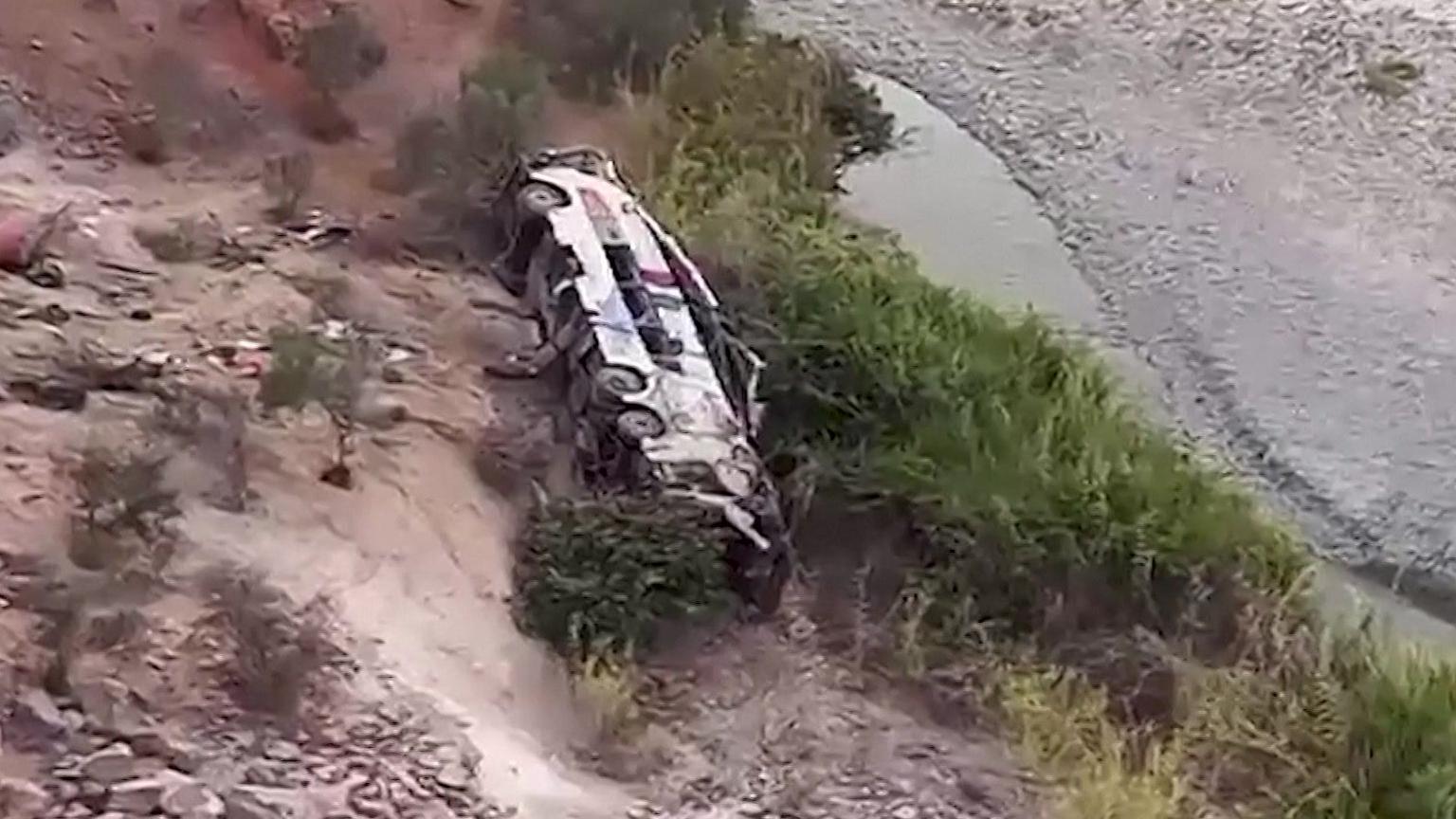 Horrific accident in Peru 37 dead 24 injured as double decker bus plunges into 200 meter ditch