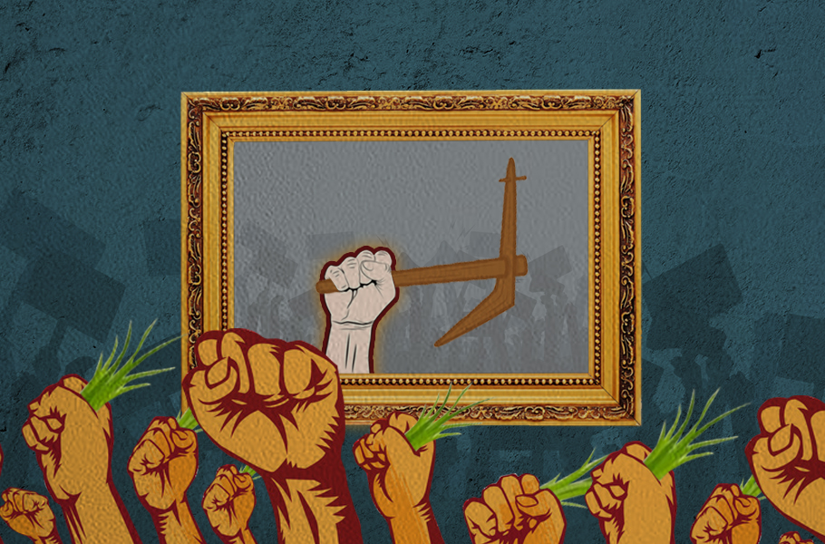 600 farm laborers in Upleta stage a protest at the Mamlatdars office protesting against the government with 8 demands