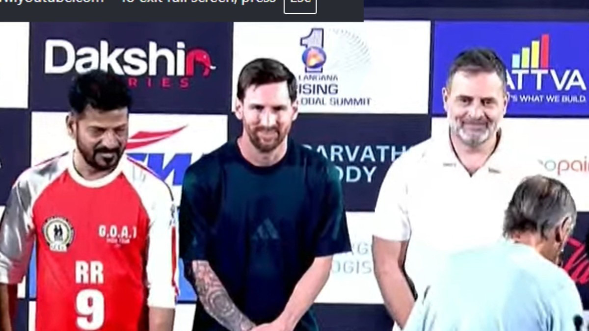 Messi played football with CM gifted jersey to Rahul Gandhi Flop in Kolkata but superhit in Hyderabad