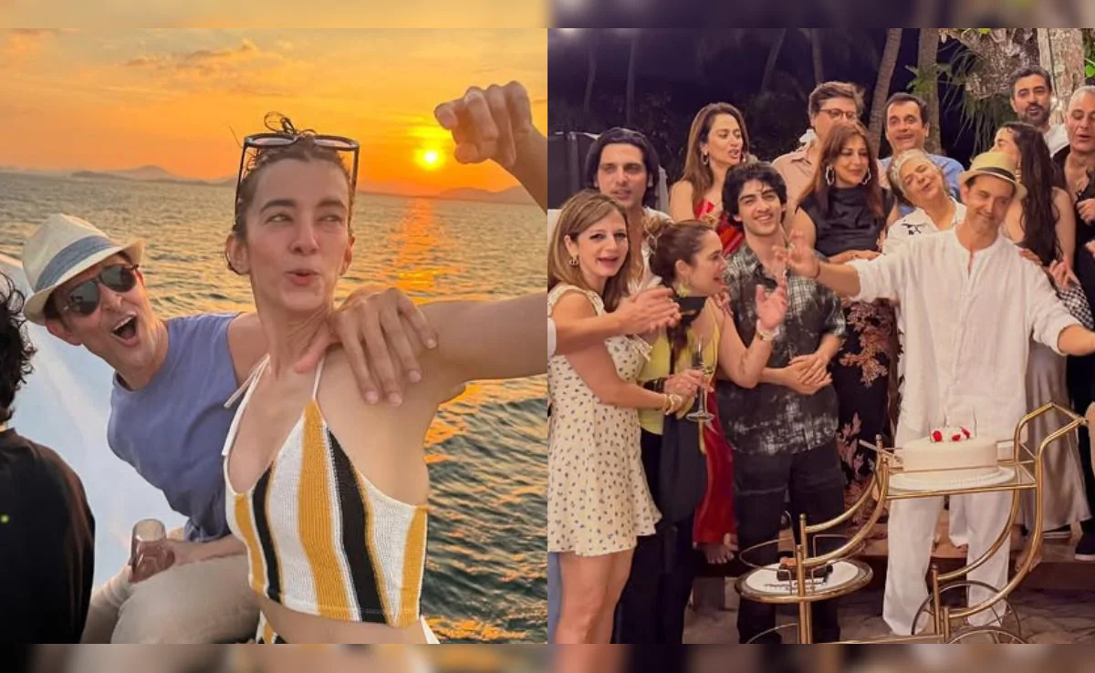 Hrithik Roshans 52nd birthday on a yacht Celebrates with girlfriend Saba ex wife Sussanne and sons
