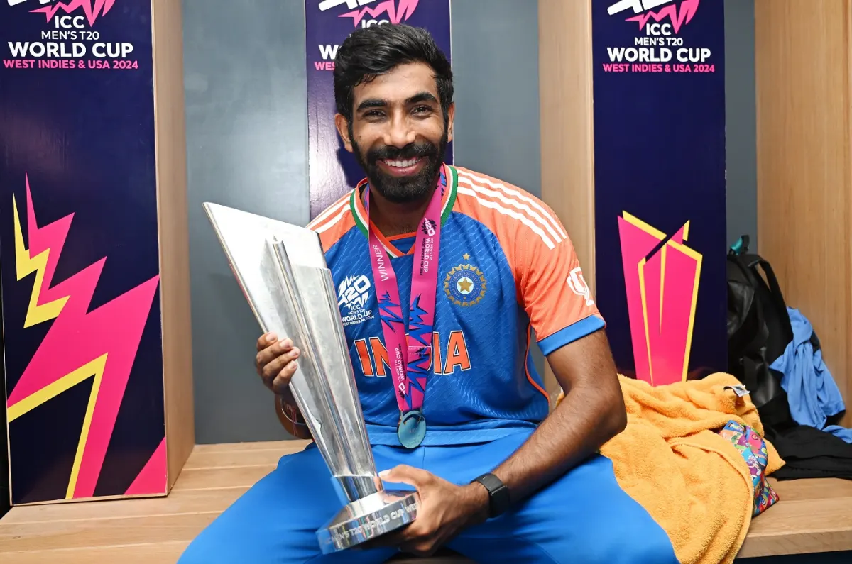 T20 World Cup trophy arrives grandly at Nirman High School in honour of Jasprit Bumrah