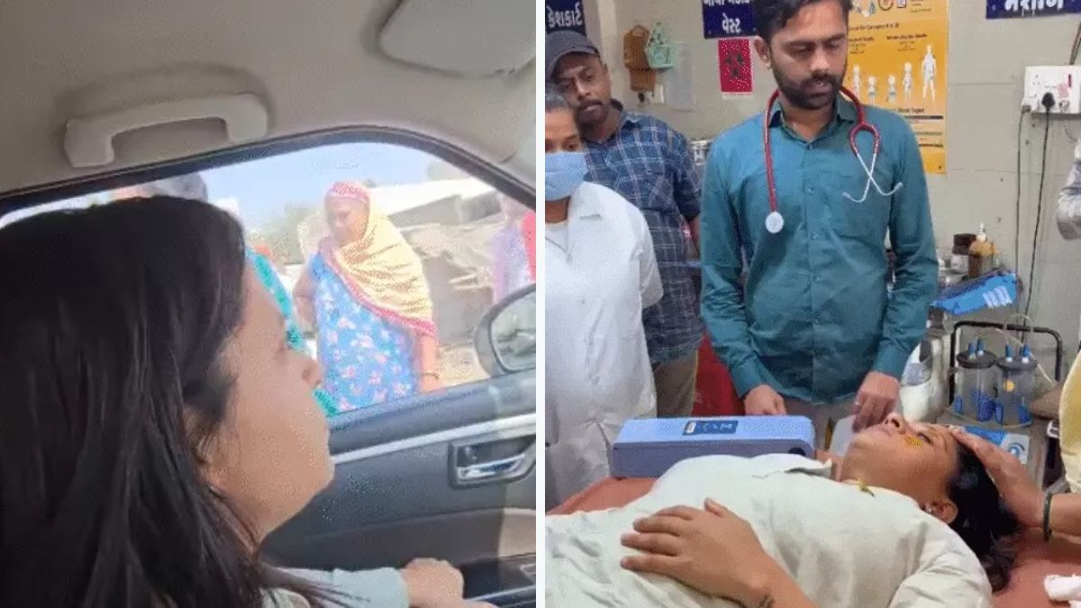 Stones pelted at AAP leader Jigisha Patel in Gondal car surrounded serious injury