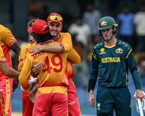 Zimbabwe created a big upset by defeating Australia in the T20 World Cup saving the target of 170